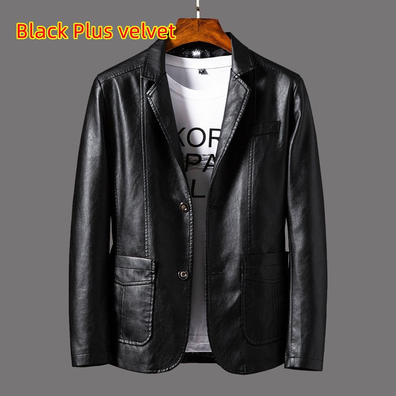 Leather Men's Autumn And Winter Jacket Thin Lapel - Image 9