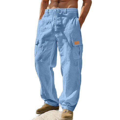 Four-season Thin Loose-fit Multi-pocket Workwear Casual Wide-leg Long Pants - Image 2