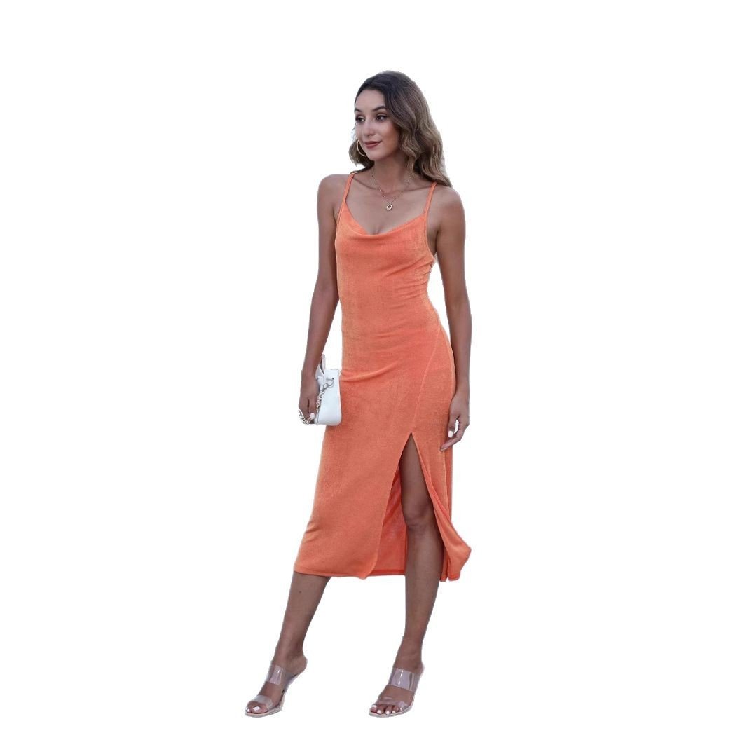 Womens Stylish Elegant And Sexy Knitted Slip Dress With A Slit - Image 4