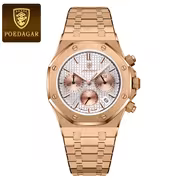POEDAGAR Men's Luxury Chronograph Watch with Luminous Dial, Stainless Steel Case, 3ATM High Quality, Calendar & Stopwatch Functions, Casual Sporty Design, Battery-Powered Quartz Movement, Casual Attire | Sporty Elegant Style | Sophisticated Strap - Image 8