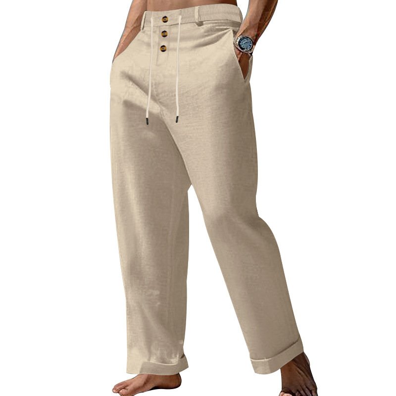 Mens SpringSummer New Fashion Straight-leg Cotton-Linen Casual Pants - Image 8