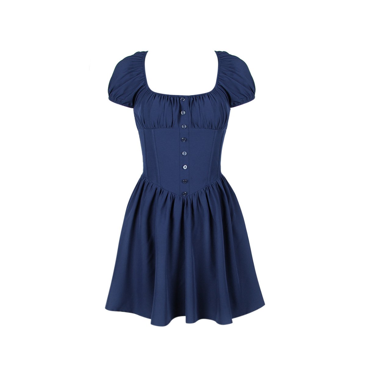 Womens Casual Puff-sleeve Square-neck Dress - Image 5
