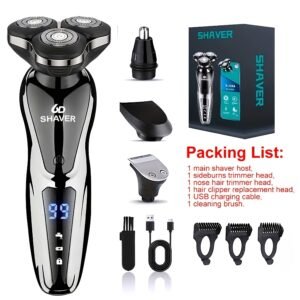 MIGUAN Men's 4-in-1 Electric Shaver & Trimmer - USB Rechargeable with Digital Display, Suitable for Shaving, Haircutting, Nose Hair Trimmer, - for Travel,, Gifts for Men (No Washable)