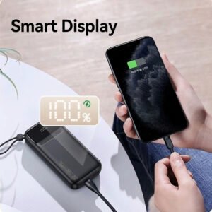 10000mAh Power Bank with Built-in Cables, 22.5W Fast Charging, LED Digital Display