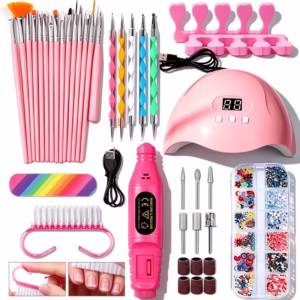 Nail Studio Set Complete Nail Tool Kit with Nail Lamp And Electric Sander And Nail Pen Drill Decorations Beginner Home Use Nail Art Set