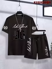 Youth Boys' Digital New Print Pattern Casual Summer Short Sleeve Set Fashion Outdoor Sports Spring Summer Boys' T-Shirt Top And Shorts 2pcs Set Comfortable Fabric Classic Design Versatile Style, Suitable for Various Occasions, Trendy Cool Easy - Image 6
