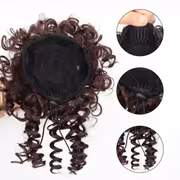 A Short Curly Messy Bun Hairpiece Hair Circle Suitable for All Hairstyles, Synthetic Hairstyle Ponytail Bun, with Drawstring, Suitable for Various Occasions, Elastic Ponytail Hair Additions, Easy to Wear for Halloween - Image 4