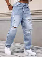 Men's Jeans, Loose, Non-bulk, Casual Blue Jeans, Are Perfect for Daily Casual Wear, Simple and High-end. - Image 3