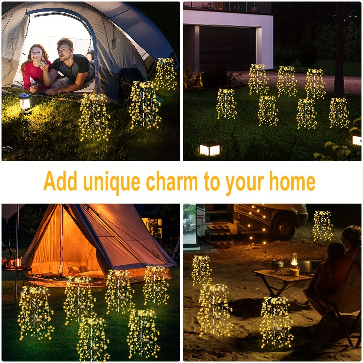 Solar Garden Lights Outdoor LED, Firecracker Willow Fireworks Lights with 8 Lighting Modes, Solar Powered LED Firecrack Lights for Yard Path Parties Camping Picnic Garden Pation, Perfect for Christmas Halloween Thanksgiving Decor Smart Switch - Image 10