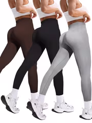 Three-Pack Women's Ribbed Long Pants for Sports, Cycling, and Yoga - Image 3