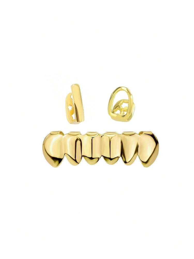 1 Set Shiny Vertical Striped Hollow Combination 6 Shiny Tooth Decor Accessories, Unisex For Party, Daily Wear - Image 2