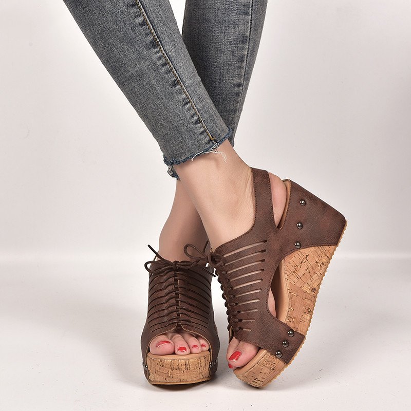 High heel women's sandals laser mesh - Image 5