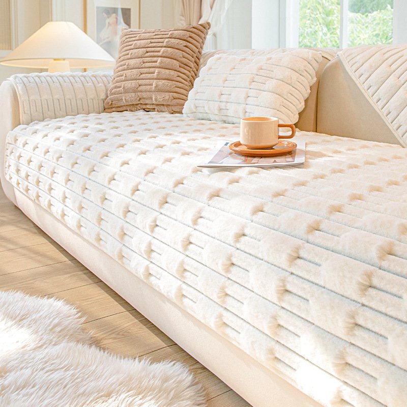 Rabbit Plush Sofa Cushion Winter Thickened Fleece Cushion - Image 6