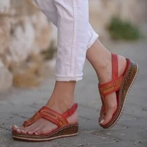 Sandals plus size women's shoes wedge velcro
