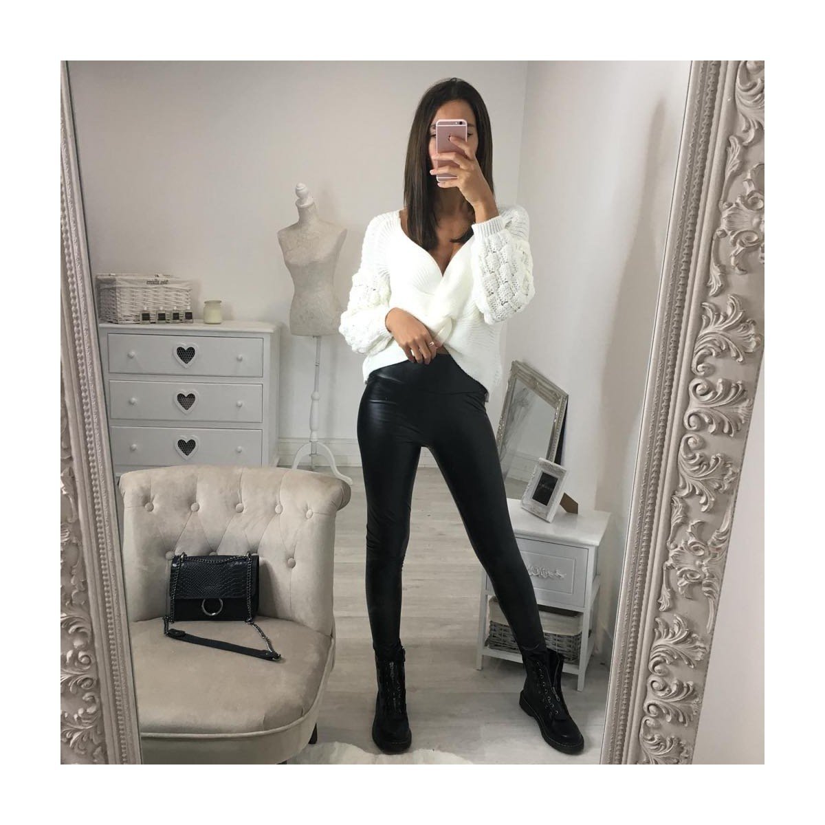 Ladies High Elastic PU Leather Pants Tight Leggings - Image 2