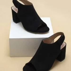 Chunky Heeled Slingback Sandals, Women's Black High Heel Sandals,Spring Summer Outfits