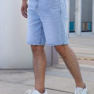 Men Slant Pockets Bermuda Denim Shorts Jorts
