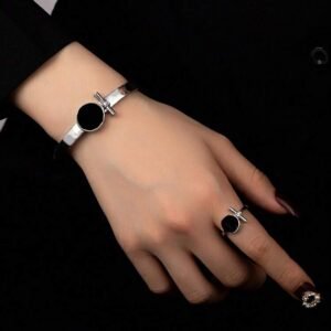 2pcs/Set Fashionable Zinc Alloy Round Decor Jewelry Set For Women For Daily Decoration