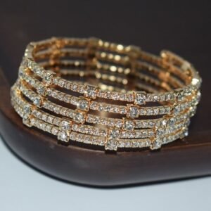 Multi-Layer Fashionable Rhinestone Wrapped Open Cuff Handmade Bracelet For Women