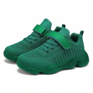 Children's Green Sports Shoes, Boys' And Girls' Fashionable And Simple Style, Comfortable And Convenient Casual Running Shoes For Babies And Kids