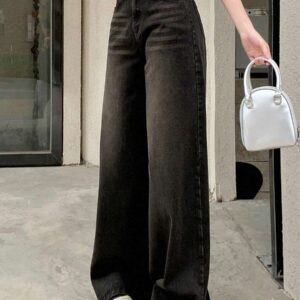DAZY Washed Flared Wide-Leg Denim Pants,Baggy Jeans Y2k Low Rise Jeans