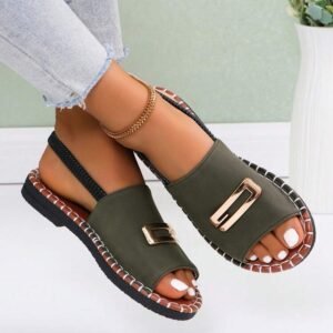 Women's Flat Sandals, Adjustable Buckle Strap White Flat Thong Sandals, -On Casual Slides, Outdoor And Indoor Slippers,Spring Summer Outfits