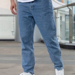 Men's Casual Loose Fit Straight Leg Jeans With Pockets