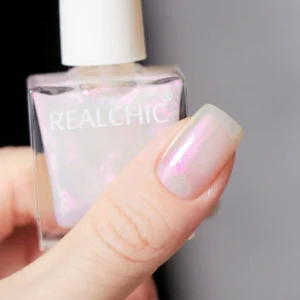 REALCHIC 10ml/Bottle Pink Aurora Glitter Nail Polish, Quick Drying, Long-Lasting, Peelable, Odorless, Suitable For Students And Nail Technicians In Nail Salons, Holiday Gift, Spring/Summer Nail Care Nails