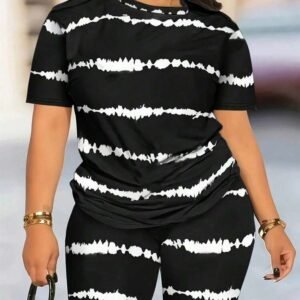 SHEIN LUNE Audio Wave Pattern Cycling Jersey And Leggings Set