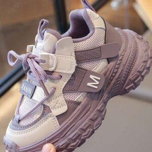 Kids Fashion Casual Sports All-Season Colorblock Woven Chunky Sneakers