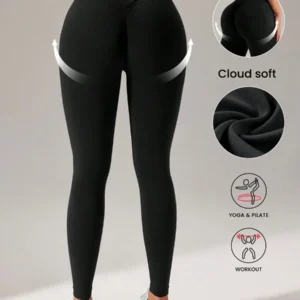 Easithlete Easithlete V Back Scrunch Butt Seamless Leggings For Women Soft High Waisted Butt Lifting V-Back Booty Tights Workout Gym Yoga Pants Seamless Gym Yoga Leggings