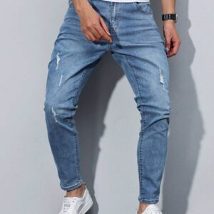Manfinity Homme Men's Casual Distressed Tapered Leg Washed Jeans Going Out Hang Out Work Vacation Urban