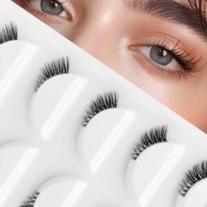 5 Pairs Luxury Reusable Half-Eye False Eyelashes - Natural & Fluffy, 3D Faux Mink, Extended Winged Tip Design, Transparent Lash Band - Easy To Wear And Remove