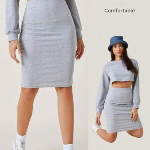 SHEIN BASICS Casual High Waist Solid Bodycon Pencil Skirt Summer Outfit For Women