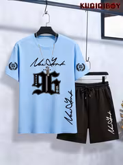 Youth Boys' Digital New Print Pattern Casual Summer Short Sleeve Set Fashion Outdoor Sports Spring Summer Boys' T-Shirt Top And Shorts 2pcs Set Comfortable Fabric Classic Design Versatile Style, Suitable for Various Occasions, Trendy Cool Easy - Image 10