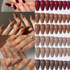 96pcs (4 Colors) Almond Shaped Glossy Acrylic Nail Stickers, Perfect Fit For Long Nails, Set Includes: 1 Bottle Of Gel Polish And 1 Nail File, Suitable For Women And Girls For Daily Wear, Parties, And Nail Art Nail Supplies