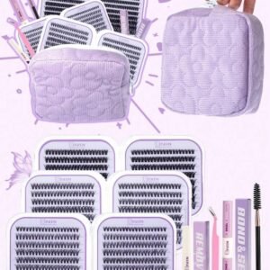 960pcs, 320pcs D-Curl Eyelash Extensions Kit, DIY Eyelash Extension Set, 8-18mm 30D 40D 60D Individual Lashes, Includes Eyelash Glue, Sealant, Tweezers, Self-Removable (8-18mm, Set) Eyelash Extension Kit, Eyelashes, False Lashes