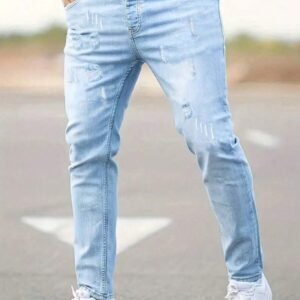 Men's Fashion Casual Washed Elastic Distressed Slim Fit Jeans