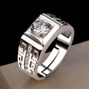 925 Sterling Silver Plated Fine Big Crystal Open Rings For Men Fashion Party Wedding Party Designer Jewelry Charms Couple Gifts