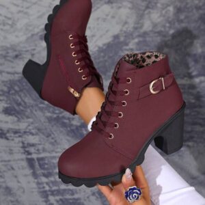Vintage Women's Spring/Autumn Lace-Up High Heel Chelsea Boots, Style, Narrow Fit, Recommended To Buy One Size Up, PU Material/Artificial Leather