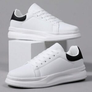 36-45 Unisex Lace-Up Casual Sports Sneakers, White Shoes, Versatile Soft Sole Student Skate Shoes, Couple Shoes 36-45