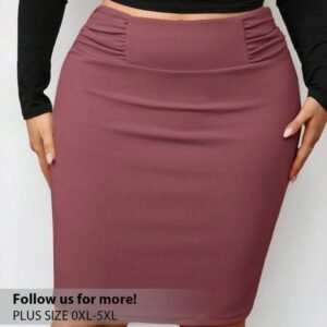 Firerie Plus Size Women Solid Color Pleated Elegant Bodycon Skirt Spring To Summer Fall