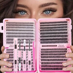 MEM 640Pcs D Curl Cluster Lash Kit, Natural DIY Eyelash Extension Set With Glue, Sealant & Lash Tools, Beginner Friendly For Travel, Wedding, Date, Party, Festival, Christmas & Halloween Gifts