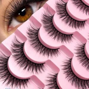 7 Pairs Cartoon Style Natural Thin False Eyelashes - Black Lash Stem Faux Mink Cat Eye Shape, Natural Look Suitable For Daily Makeup - Reusable, Comfortable Wear, Suitable For Beginners