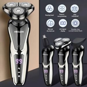 MIGUAN 1 Set Men's 3-In-1 Electric Shaver, USB Rechargeable Rotary Shaver, Wet & Dry Use, Father's Day Gift For Dad, Husband, Male Friends