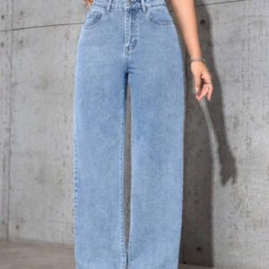 SHEIN ICON Casual Washed Loose Straight Leg Jeans