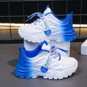 1 Pair Girls' Fashionable Ombre PU Casual Sports Shoes, Personalized Athletic Sneakers, Suitable For Daily Wear, School, Sports, All Seasons ( Outsole)