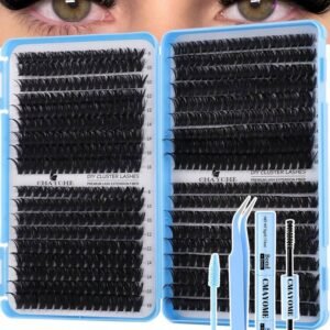 648/666/720pcs D Curl Fluffy Faux Eyelash Set, Beginner-Friendly Lash Kit, Thick DIY Segmented Lashes, Includes Adhesive And Sealing Glue, Tweezers, Brush, Eye-Enlarging, Lightweight Reusable, Large Capacity Individual Lashes, DIY Soft Natural Lash