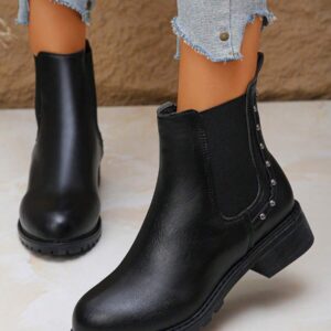 2025 Autumn/Winter New Ankle Boots Thick Heel Single Layer Versatile Women's Black Boots