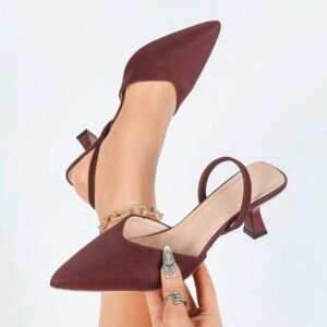 New Low Heel Sandals, Exquisite Commuter Fashion Minimalist Mule Half-Slip Girl's Shallow-Cut Thin High Heel Closed-Toe Fashion Sandals
